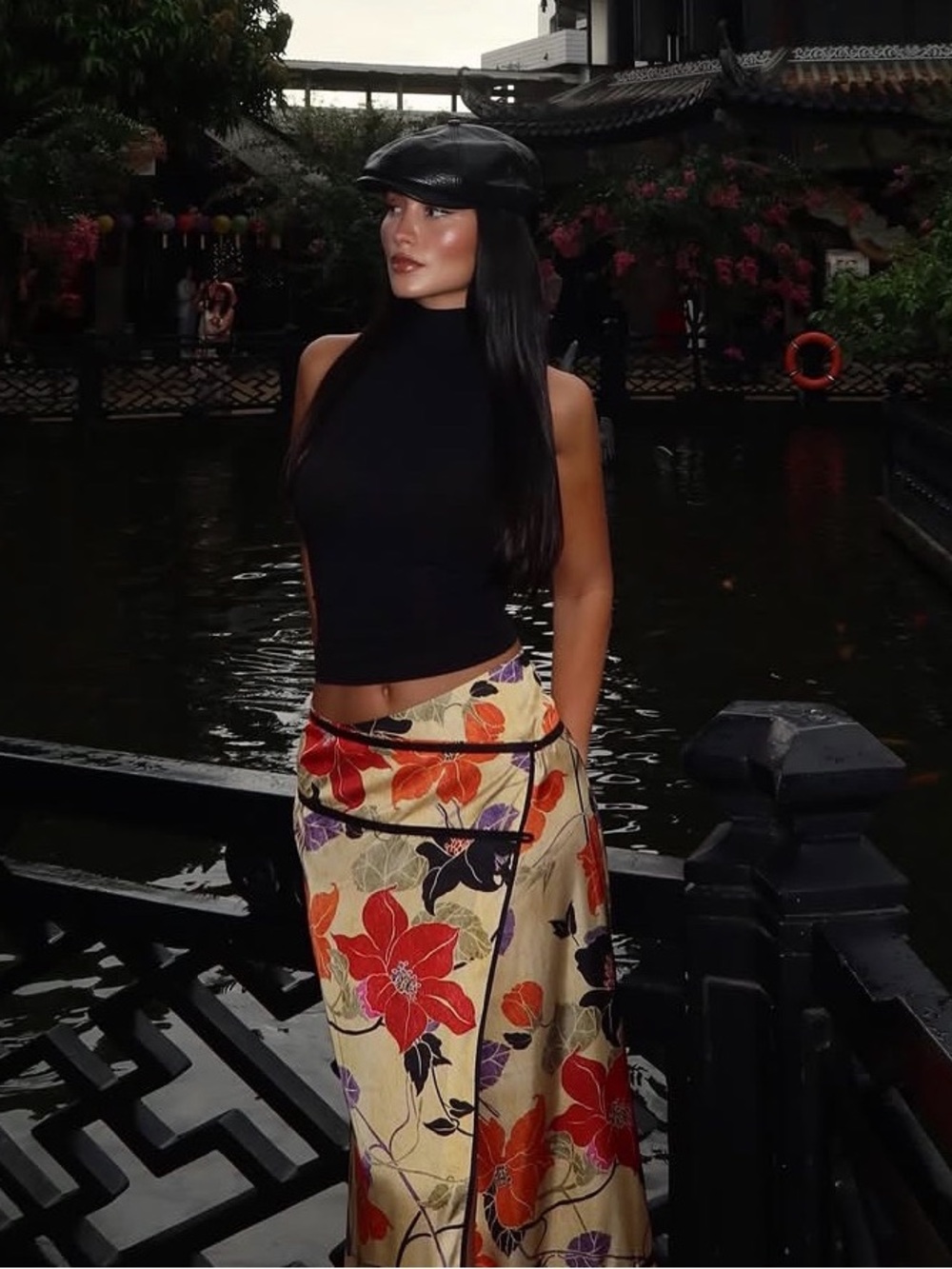 Zara floral midi skirt